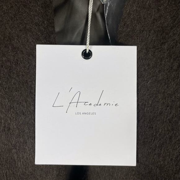 L'Academie Athena Coat Brown Button Front Oversized Collared Fuzzy Sz S - Picture 7 of 12